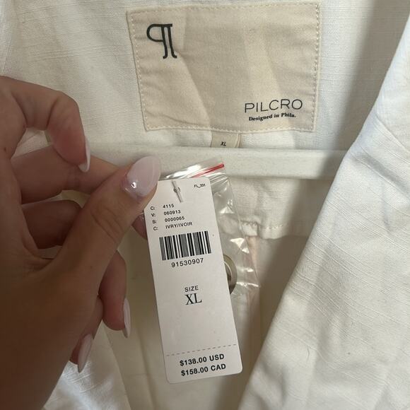 Anthropologie Pilcro Double Breasted Crop Fray Hem Blazer in Cream X-Large NWT - Picture 7 of 8